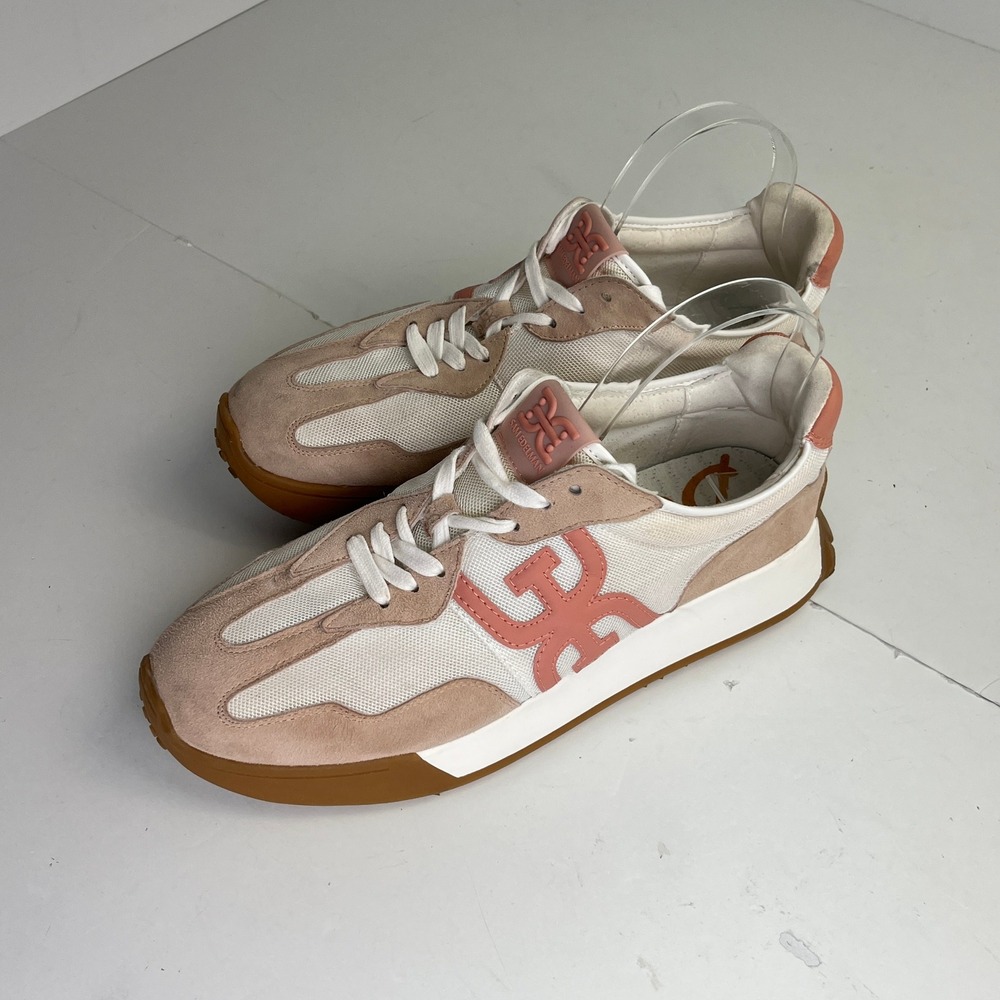 Sam Edelman Langley 3 Sneakers Womens 11M Cream Tan Coral Pink Mesh Suede Logo - Picture 10 of 16